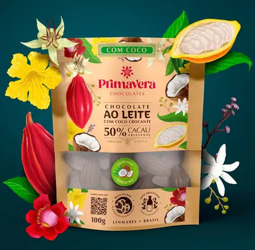 Chocolate ao leite com coco crocante 50% cacau