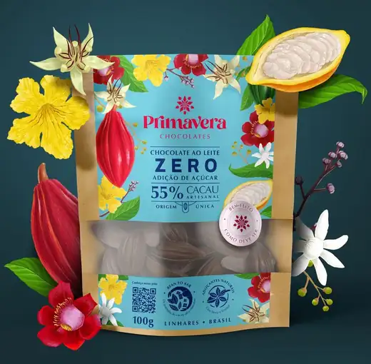 Chocolate ao leite Zero adição de açúcar 55% cacau
